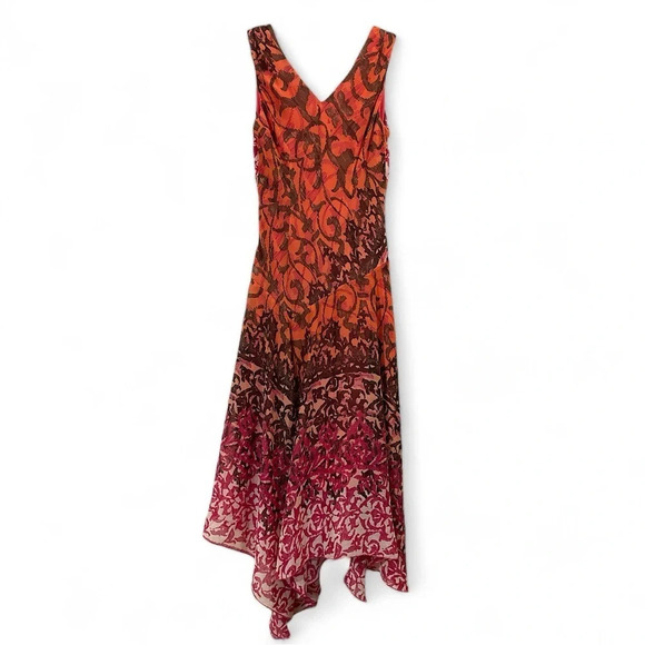 Women’s Y2K Dainty Semi Sheer Asymmetrical Flowy Sleeveless Coral Pink Maxi 10 M - Picture 2 of 9